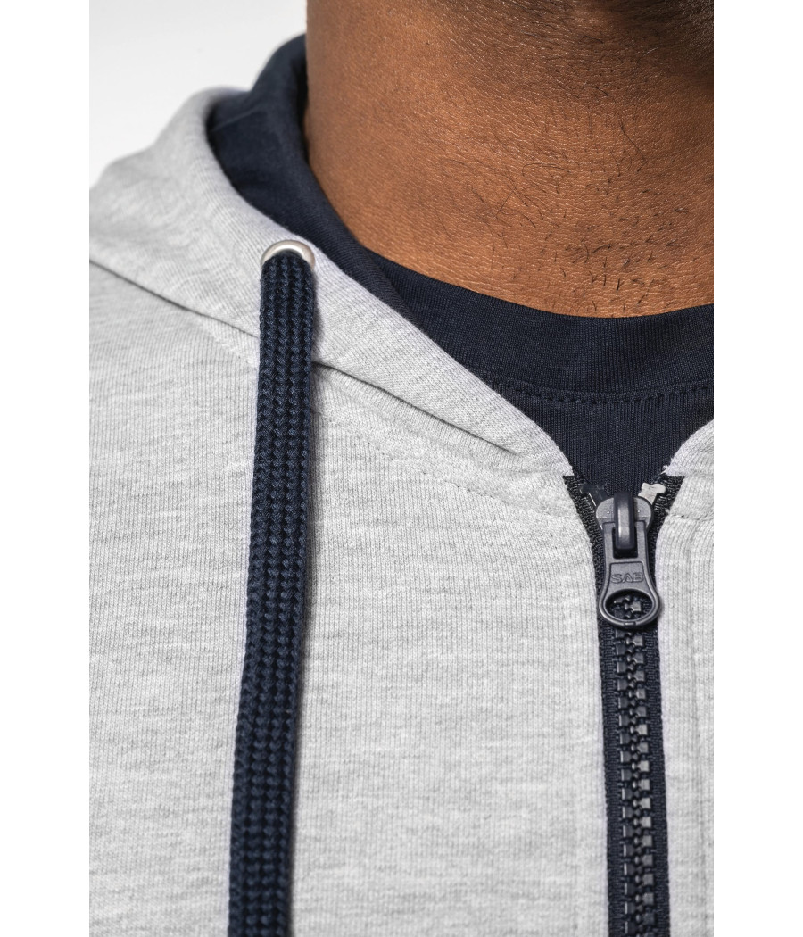 Sweat-shirt zippé capuche contrastée