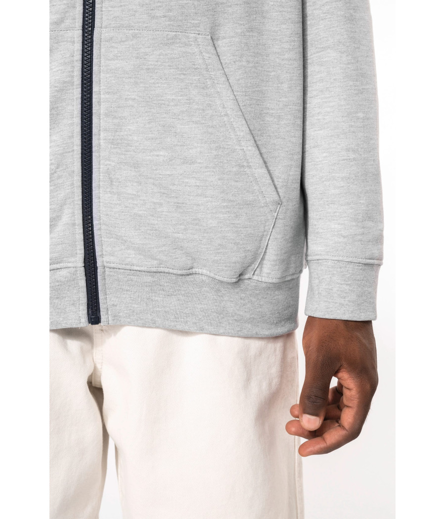 Sweat-shirt zippé capuche contrastée