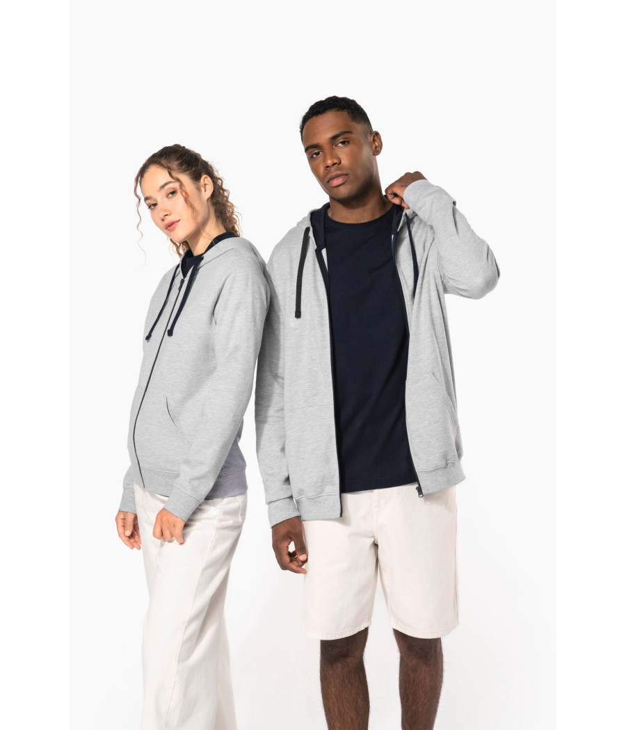 Sweat-shirt zippé capuche contrastée