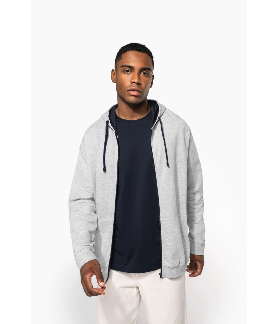Sweat-shirt zippé capuche contrastée