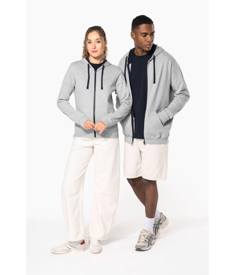 Sweat-shirt zippé capuche contrastée