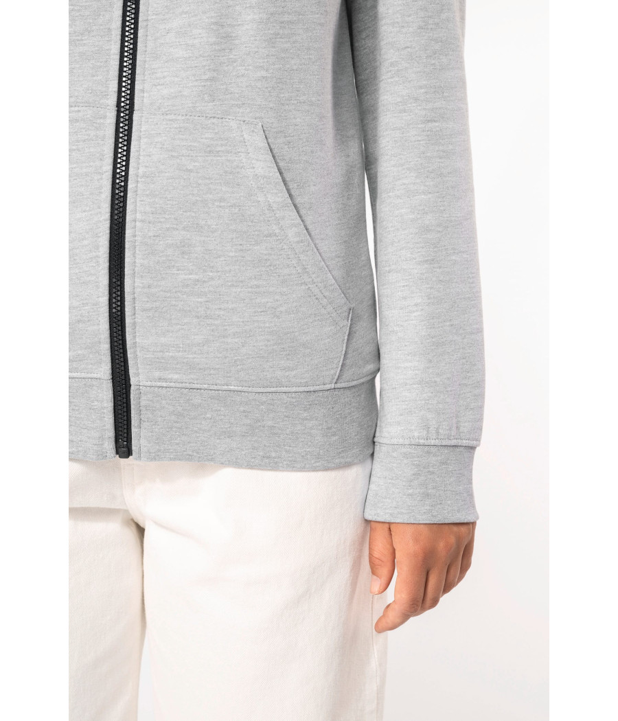 Sweat-shirt zippé capuche contrastée femme