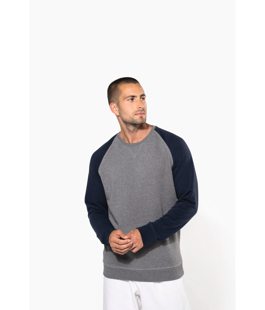 Sweat-shirt French Terry Bio bicolore col rond manches raglan homme