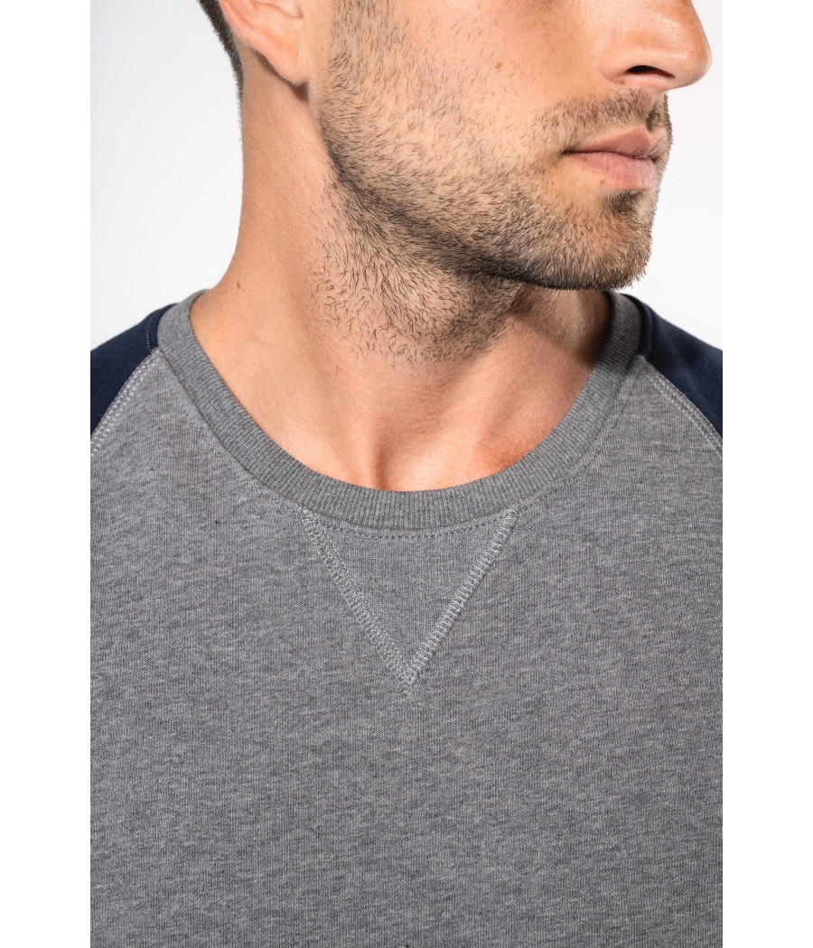 Sweat-shirt French Terry Bio bicolore col rond manches raglan homme