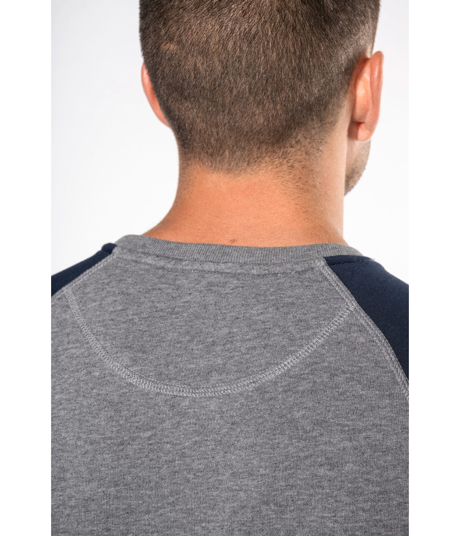 Sweat-shirt French Terry Bio bicolore col rond manches raglan homme