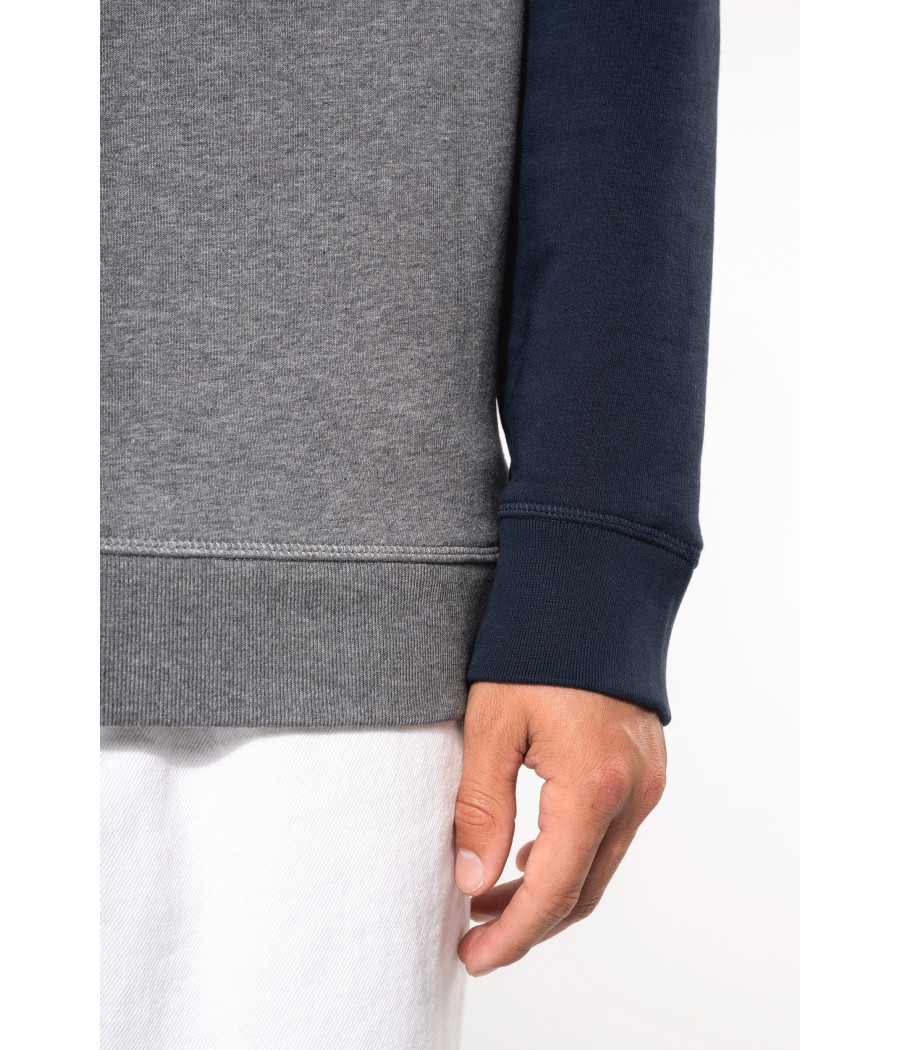 Sweat-shirt French Terry Bio bicolore col rond manches raglan homme
