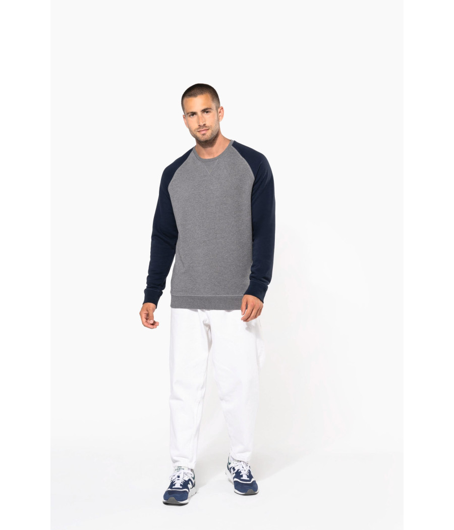 Sweat-shirt French Terry Bio bicolore col rond manches raglan homme