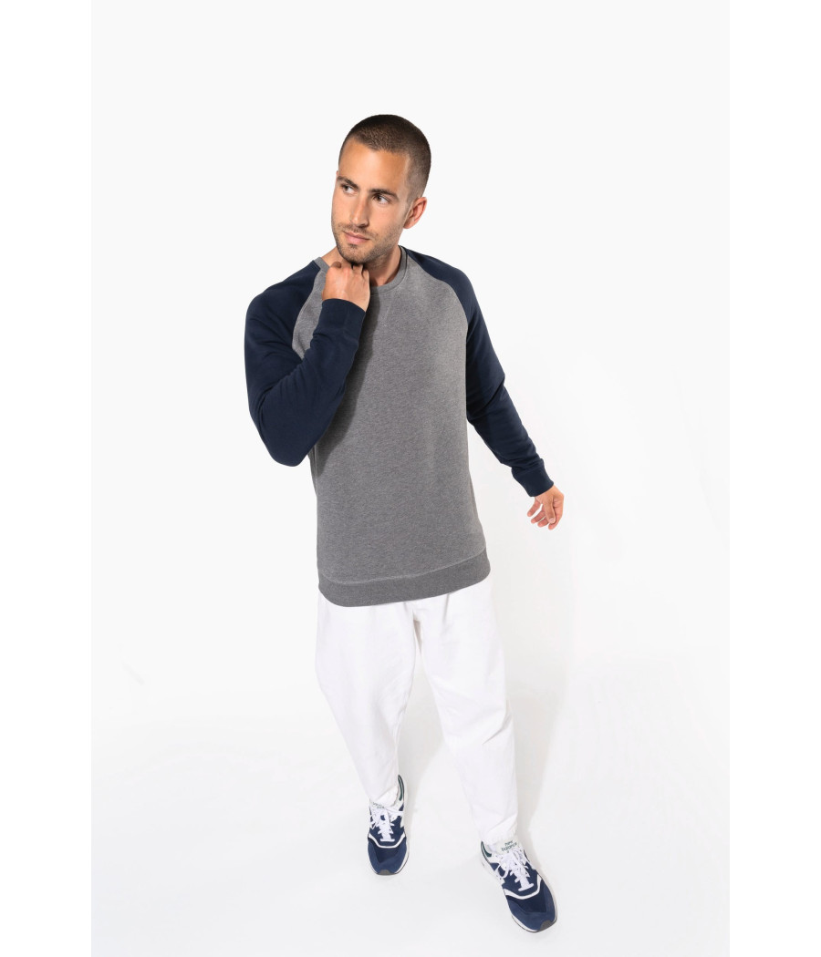 Sweat-shirt French Terry Bio bicolore col rond manches raglan homme