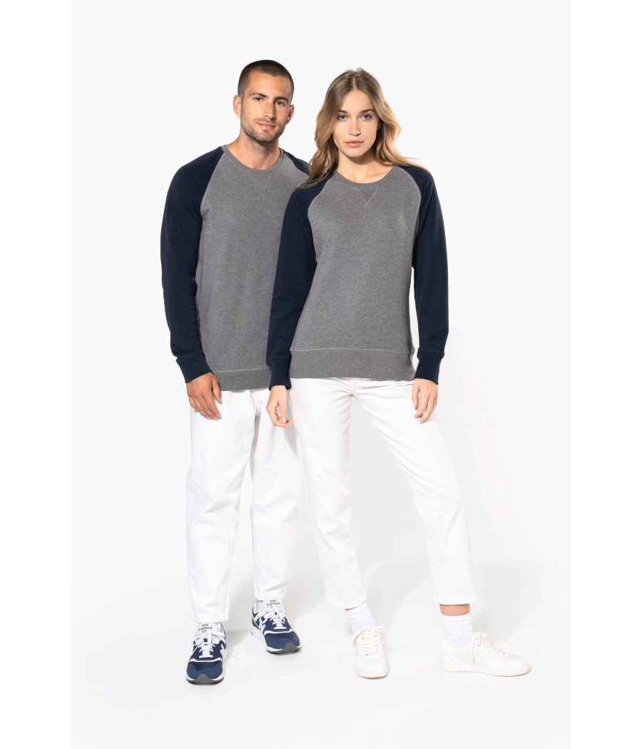 Sweat-shirt French Terry Bio bicolore col rond manches raglan homme