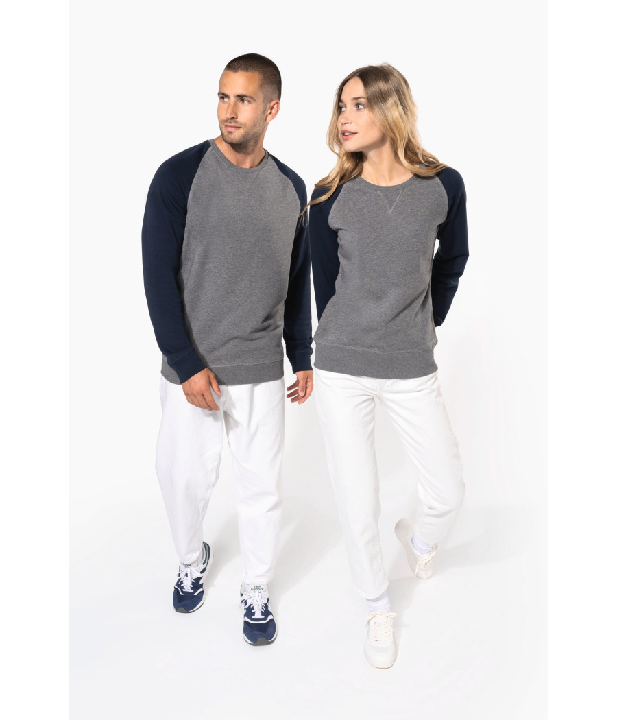 Sweat-shirt French Terry Bio bicolore col rond manches raglan homme