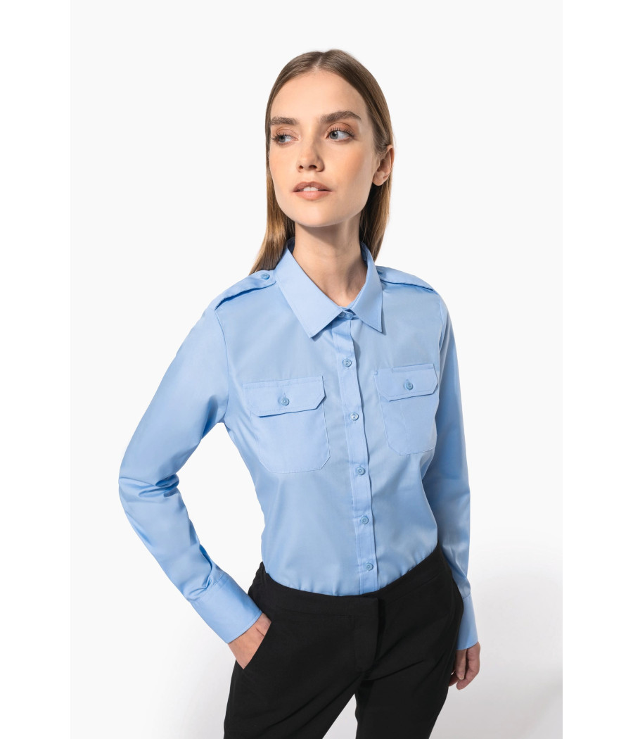 Chemise pilote manches longues femme
