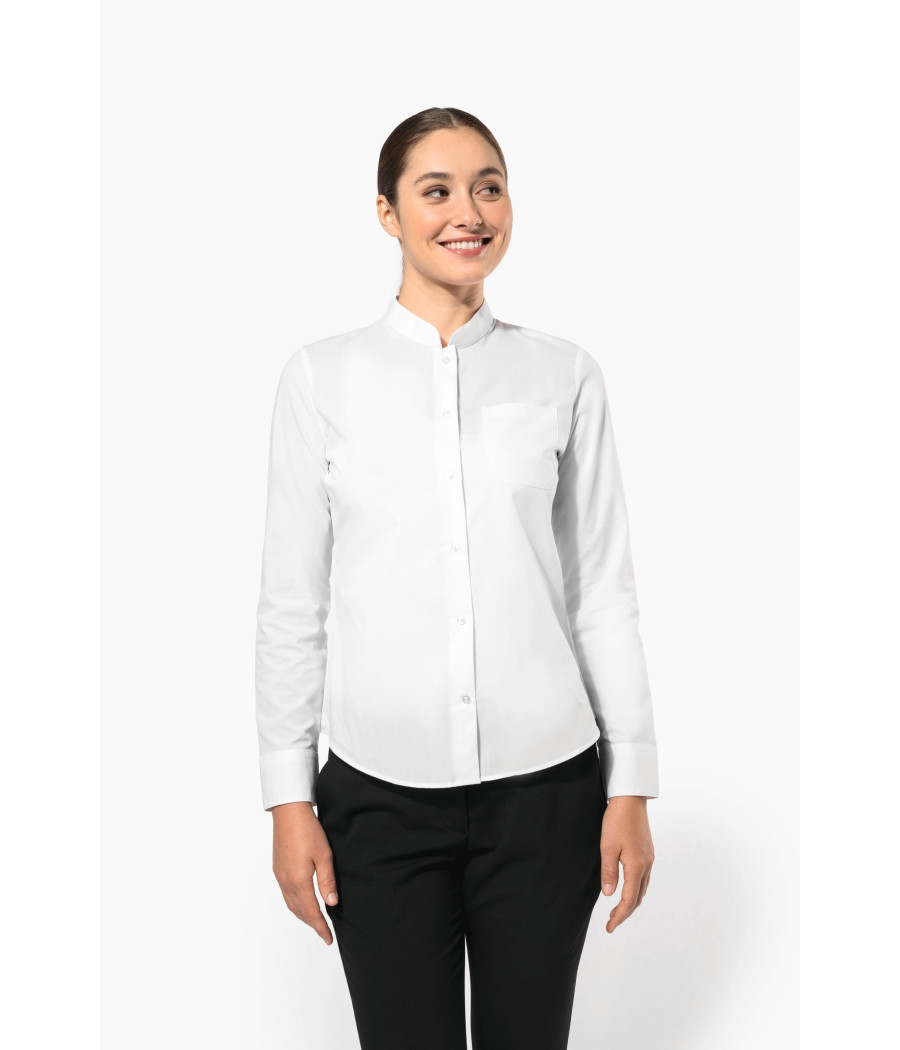 Chemise col mao manches longues femme