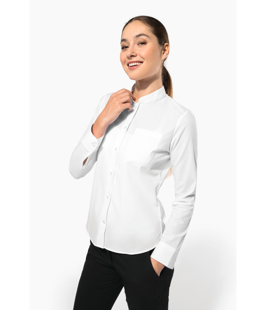 Chemise col mao manches longues femme