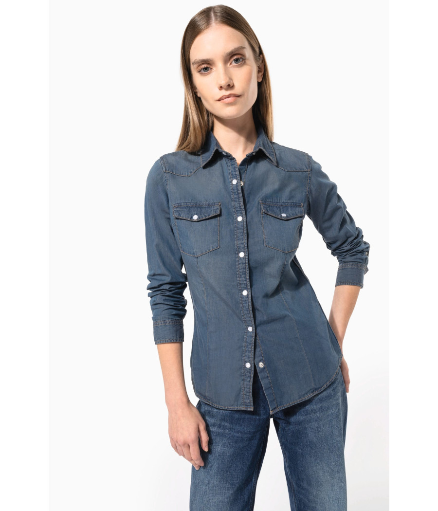 Chemise denim manches longues femme