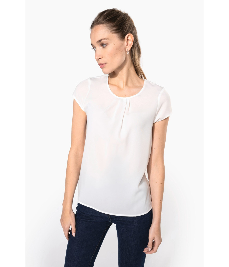 Blouse crêpe manches courtes femme