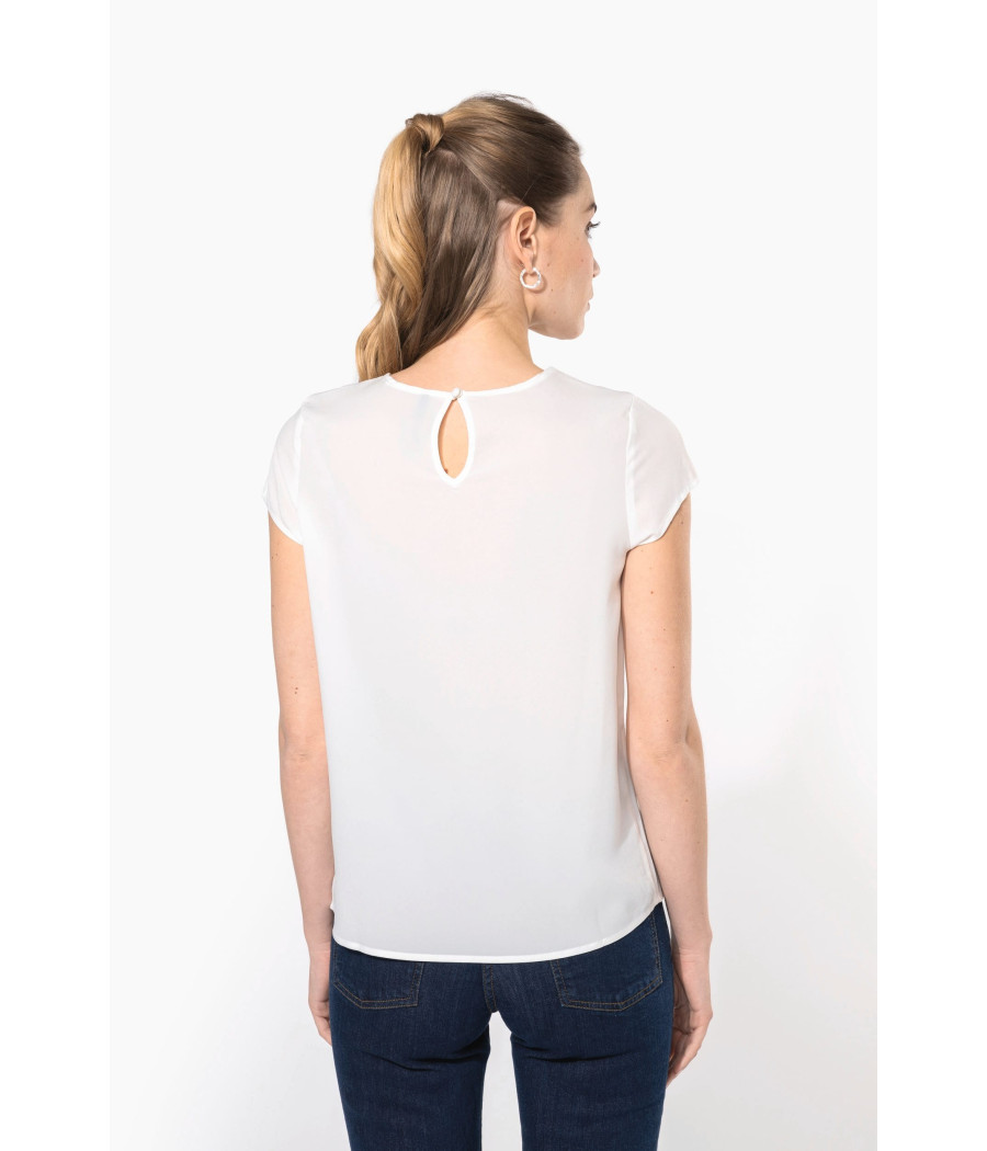 Blouse crêpe manches courtes femme