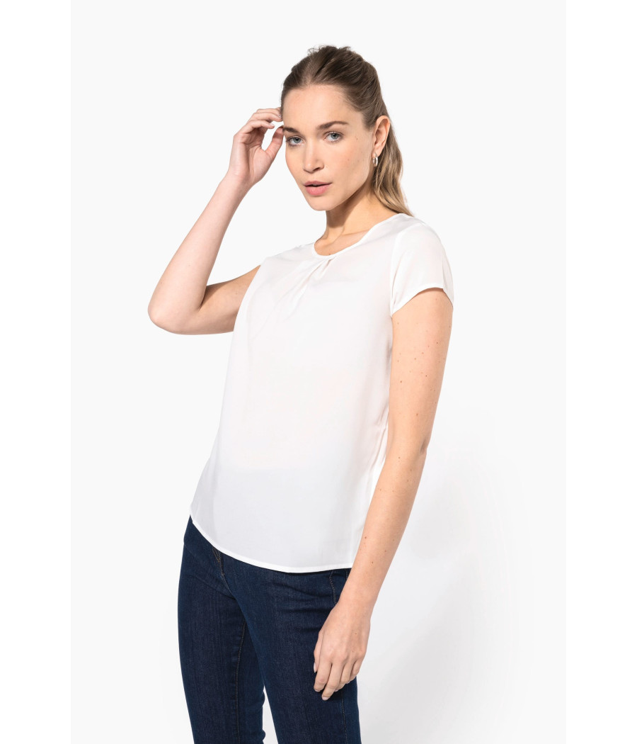 Blouse crêpe manches courtes femme