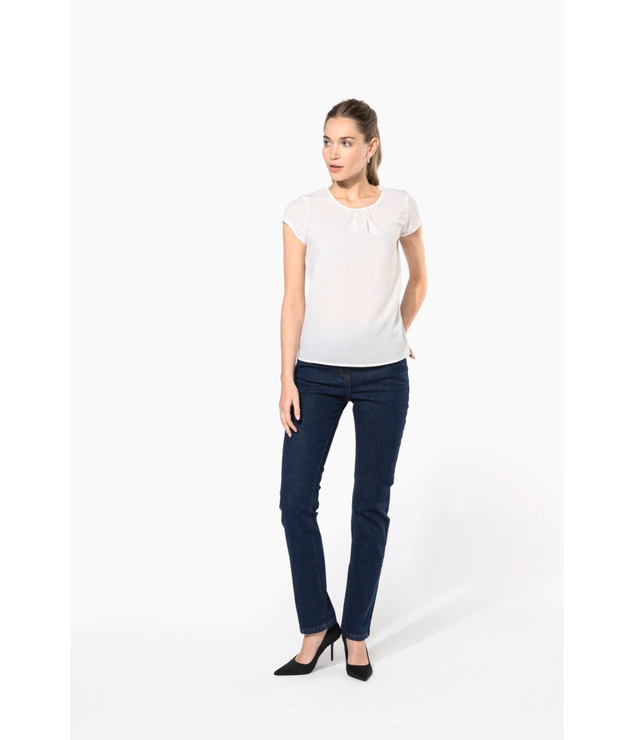 Blouse crêpe manches courtes femme
