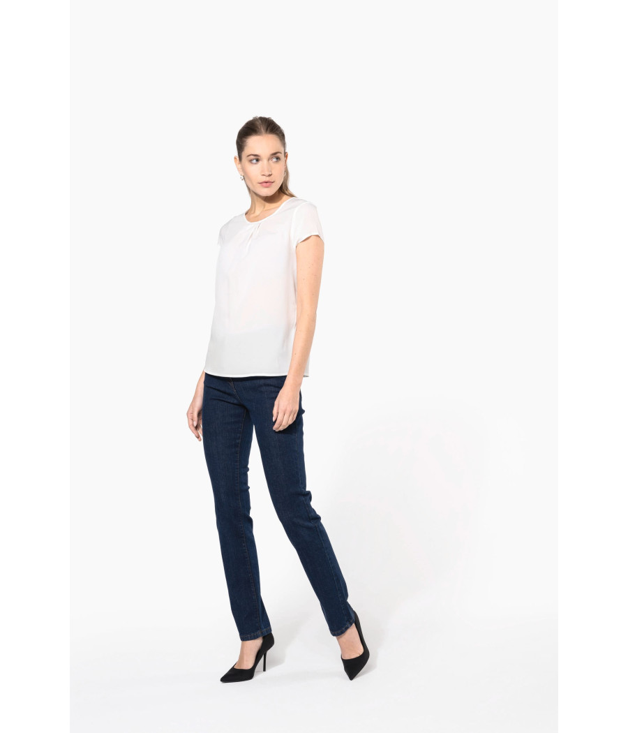 Blouse crêpe manches courtes femme