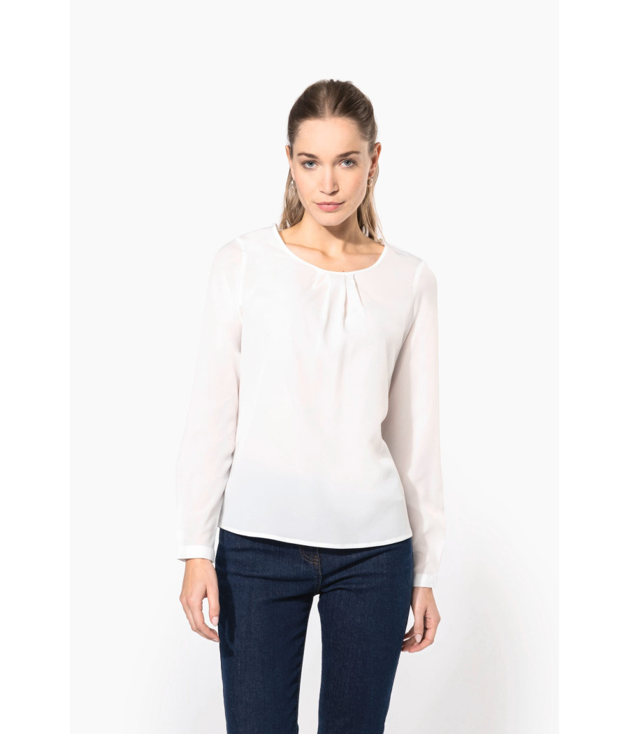 Blouse crêpe manches longues femme