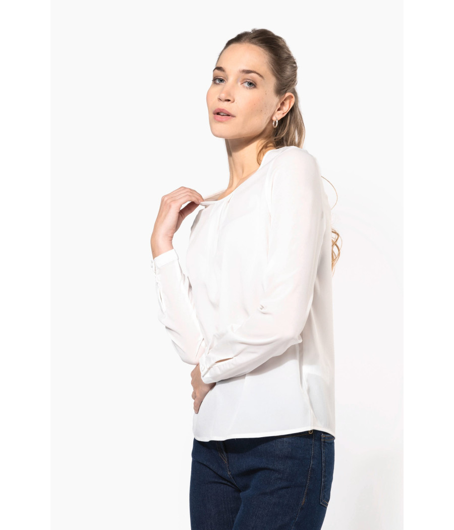 Blouse crêpe manches longues femme
