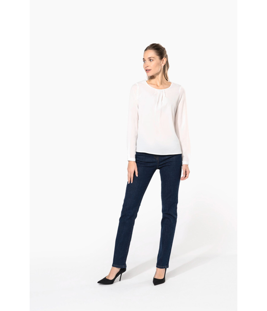 Blouse crêpe manches longues femme