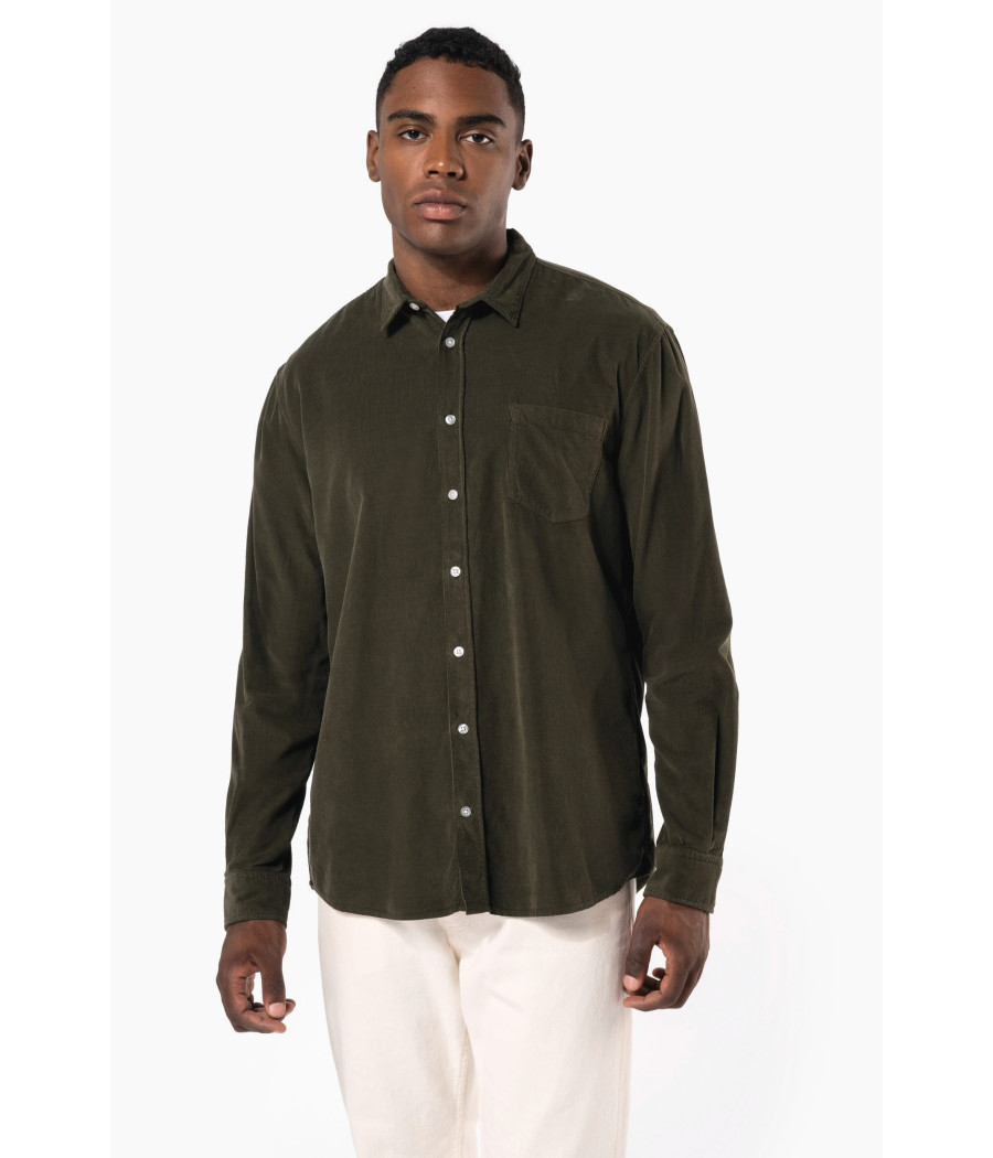 Chemise manches longues en velours homme