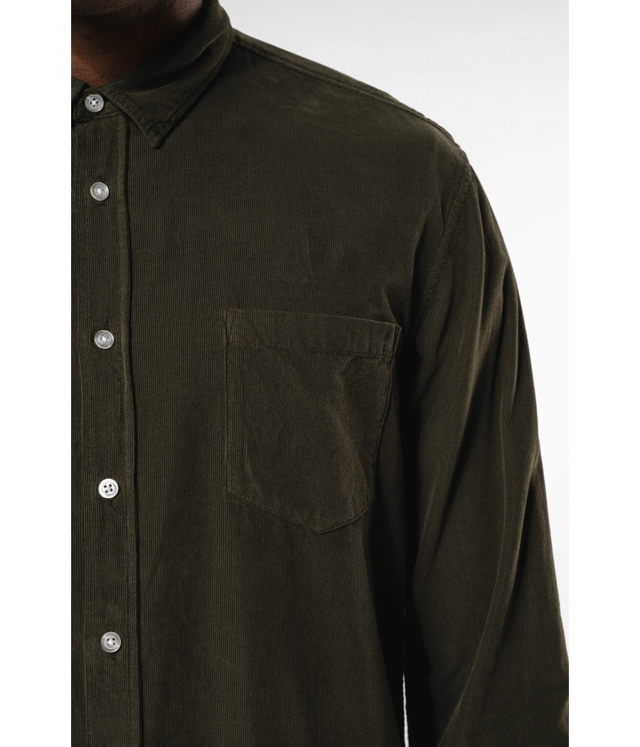 Chemise manches longues en velours homme