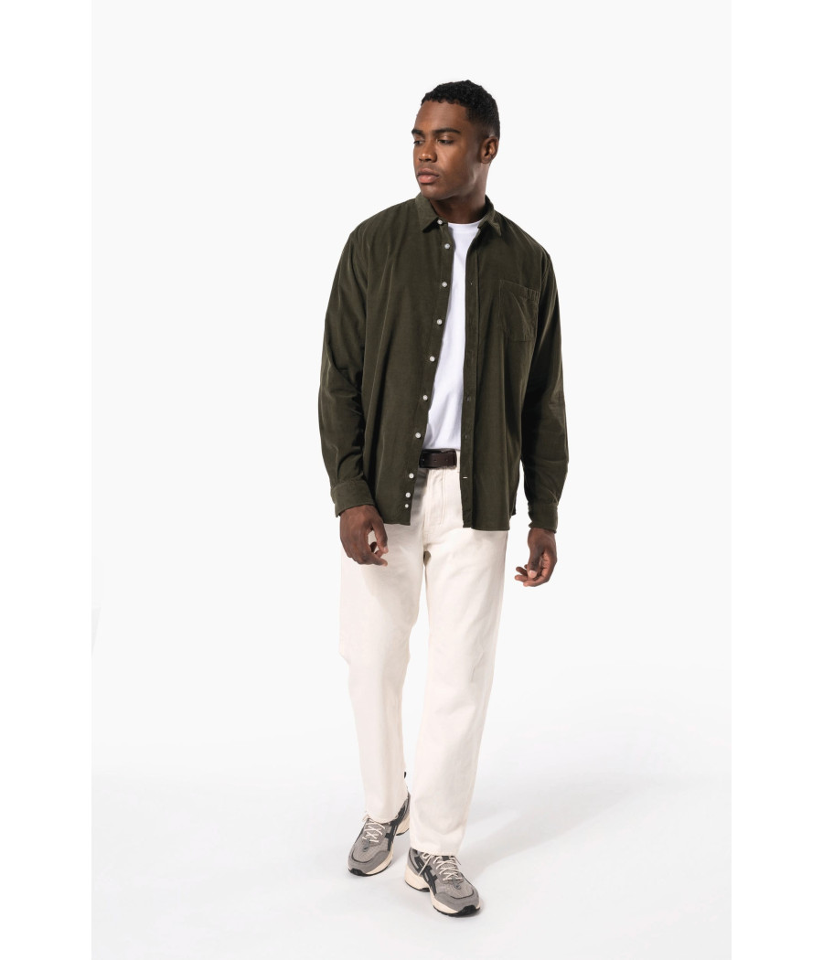 Chemise manches longues en velours homme