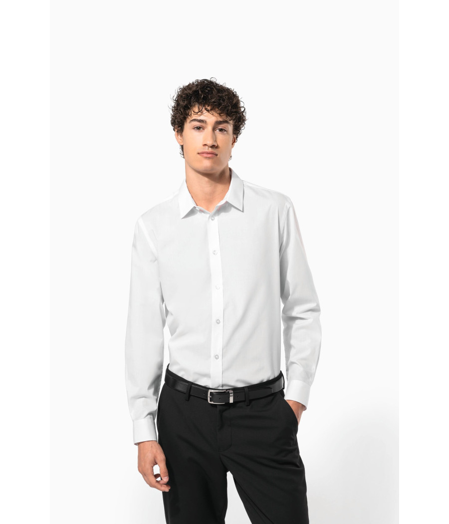 Chemise popeline polycoton sans poche entretien facile homme