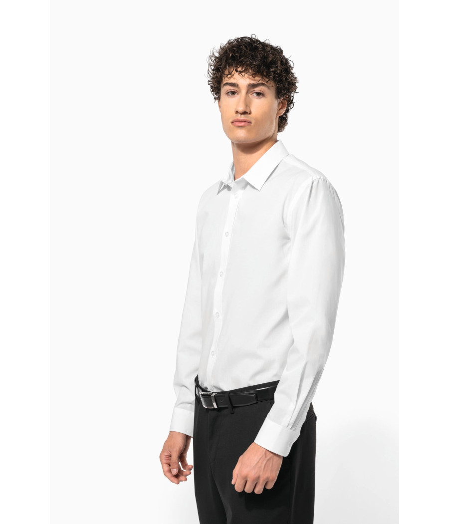 Chemise popeline polycoton sans poche entretien facile homme