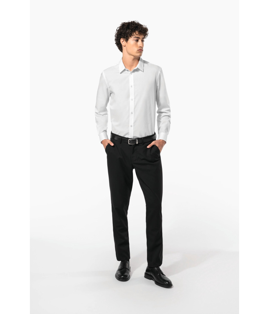 Chemise popeline polycoton sans poche entretien facile homme
