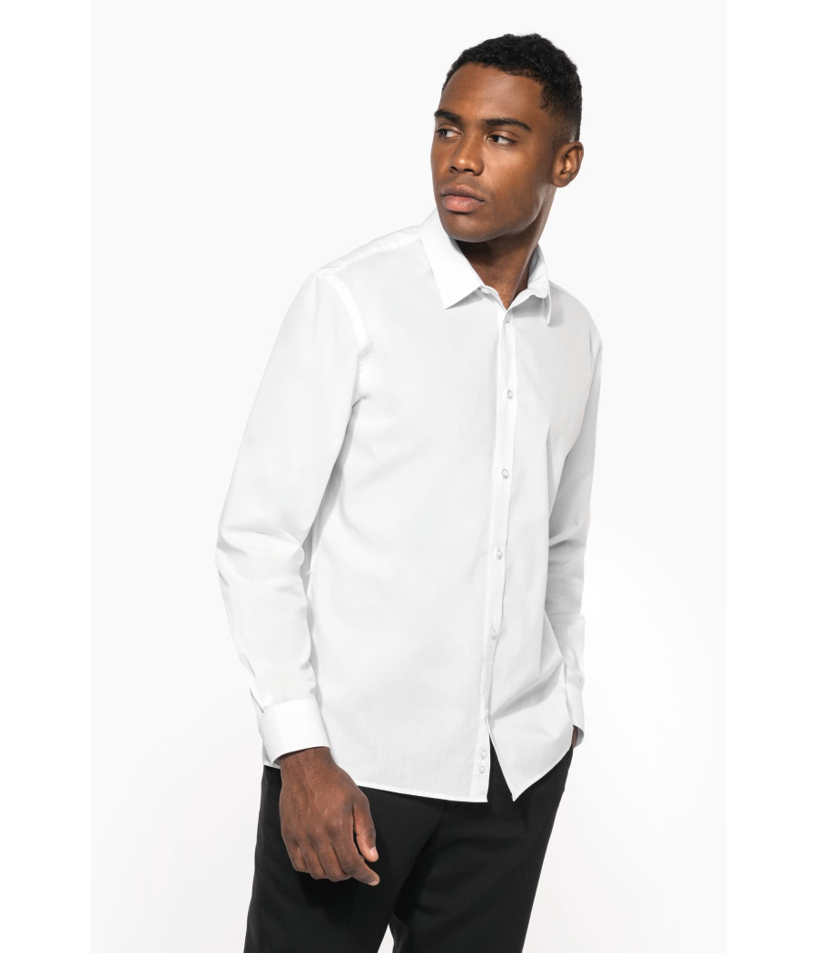 Chemise popeline polycoton sans poche entretien facile homme