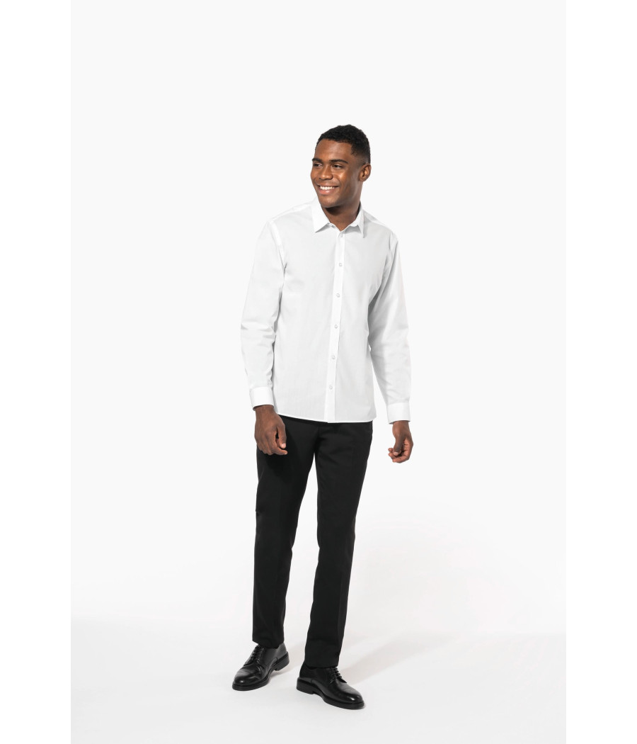 Chemise popeline polycoton sans poche entretien facile homme