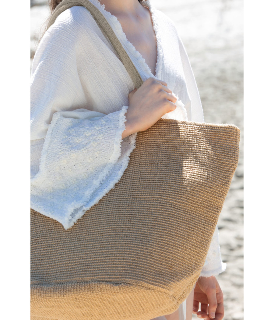 Sac shopping en fils de jute tressée, effet toile tricotée
