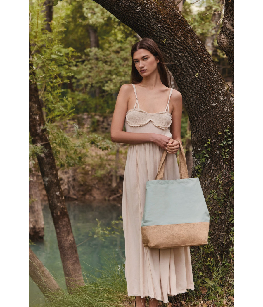 Sac shopping en toiles de coton et jute