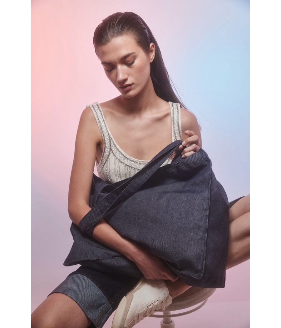 Grand sac shopping denim