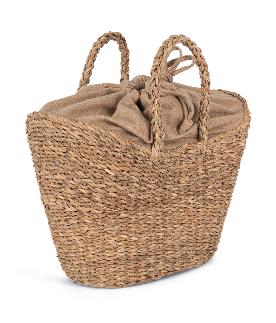 Sac panier demi-lune en jonc de mer