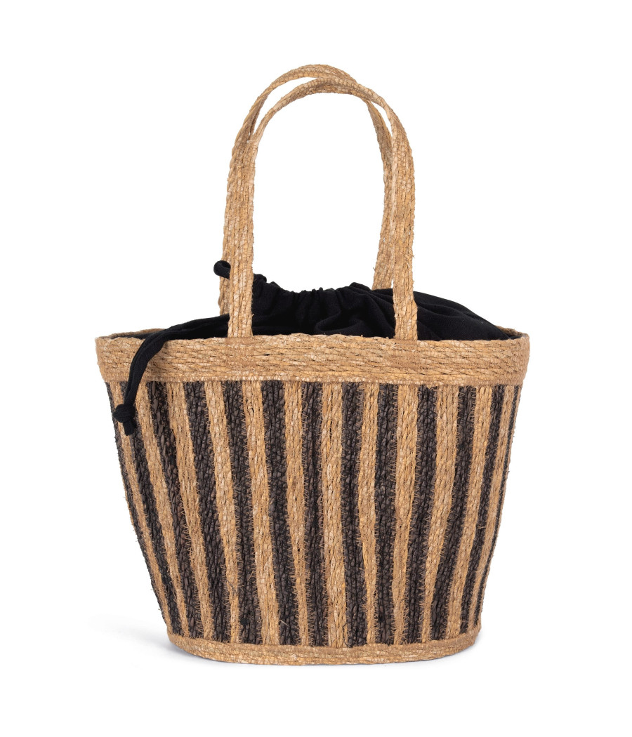 Sac panier rayé en jonc de mer