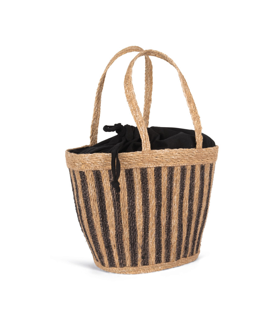 Sac panier rayé en jonc de mer