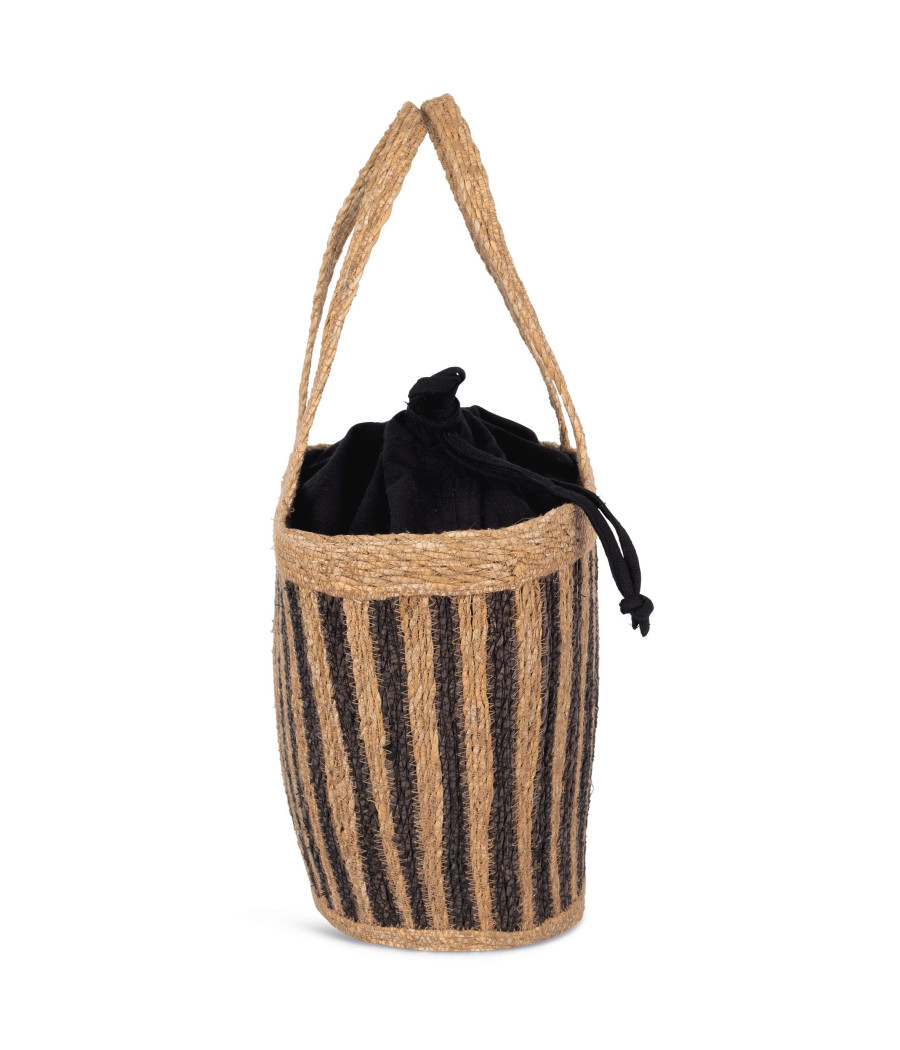 Sac panier rayé en jonc de mer