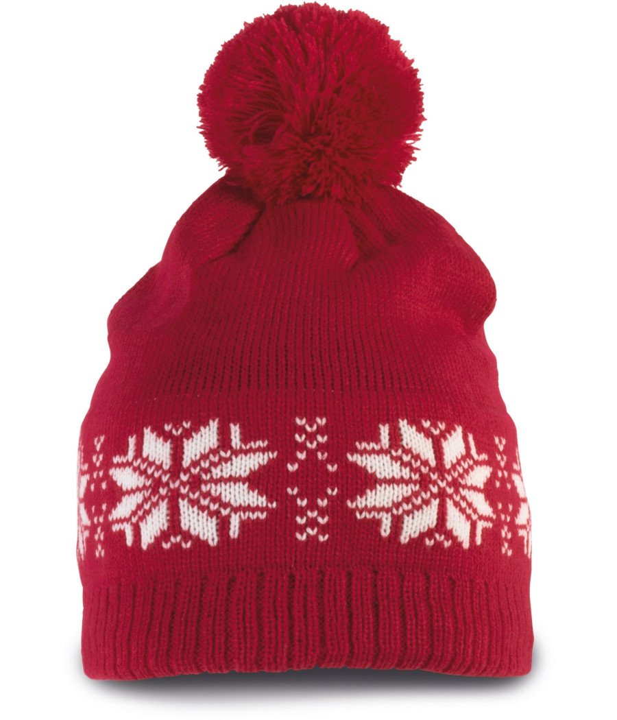 Bonnet de Noël tricoté motif étoiles
