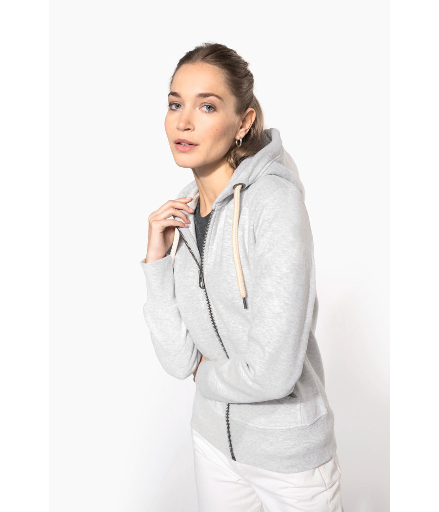 Sweat-shirt vintage zippé à capuche femme