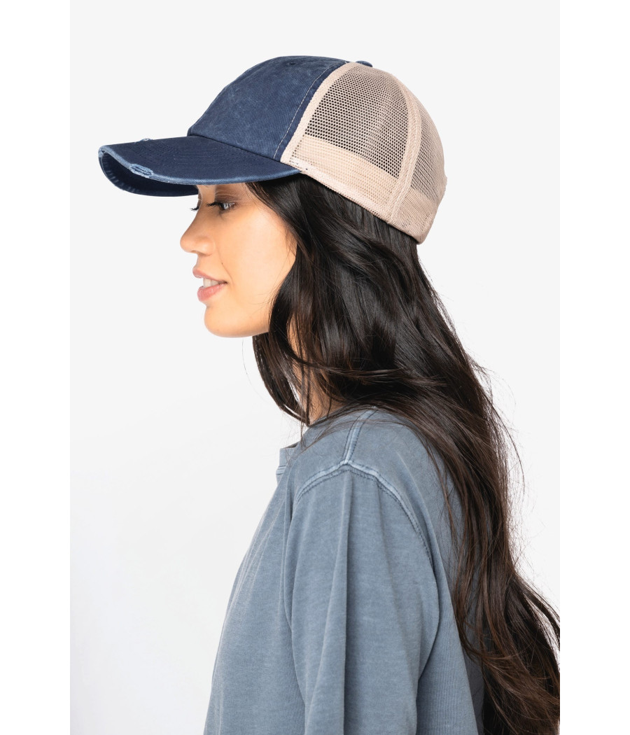 Casquette trucker écoresponsable  effet déchiré unisexe