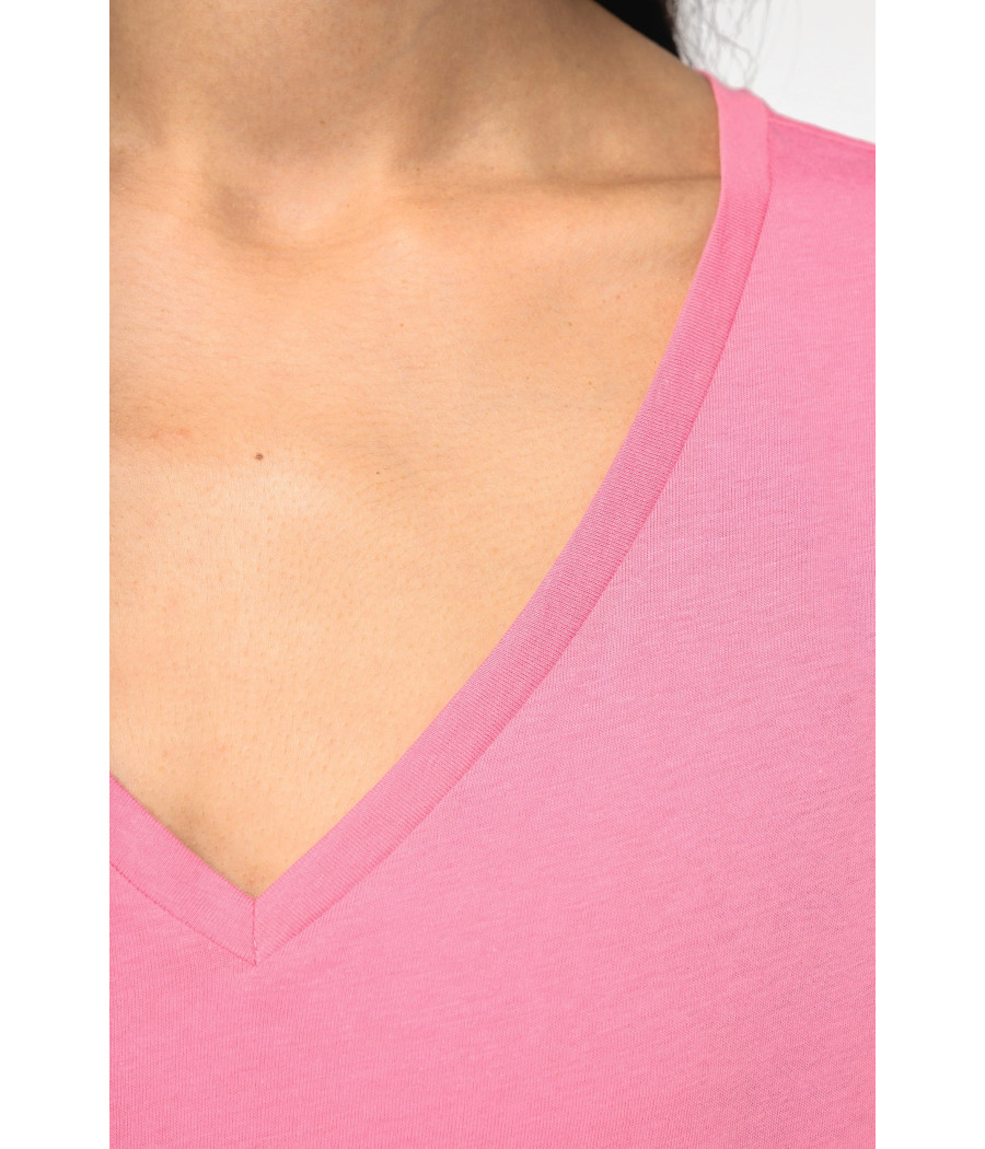 T-shirt écoresponsable loose à col V femme