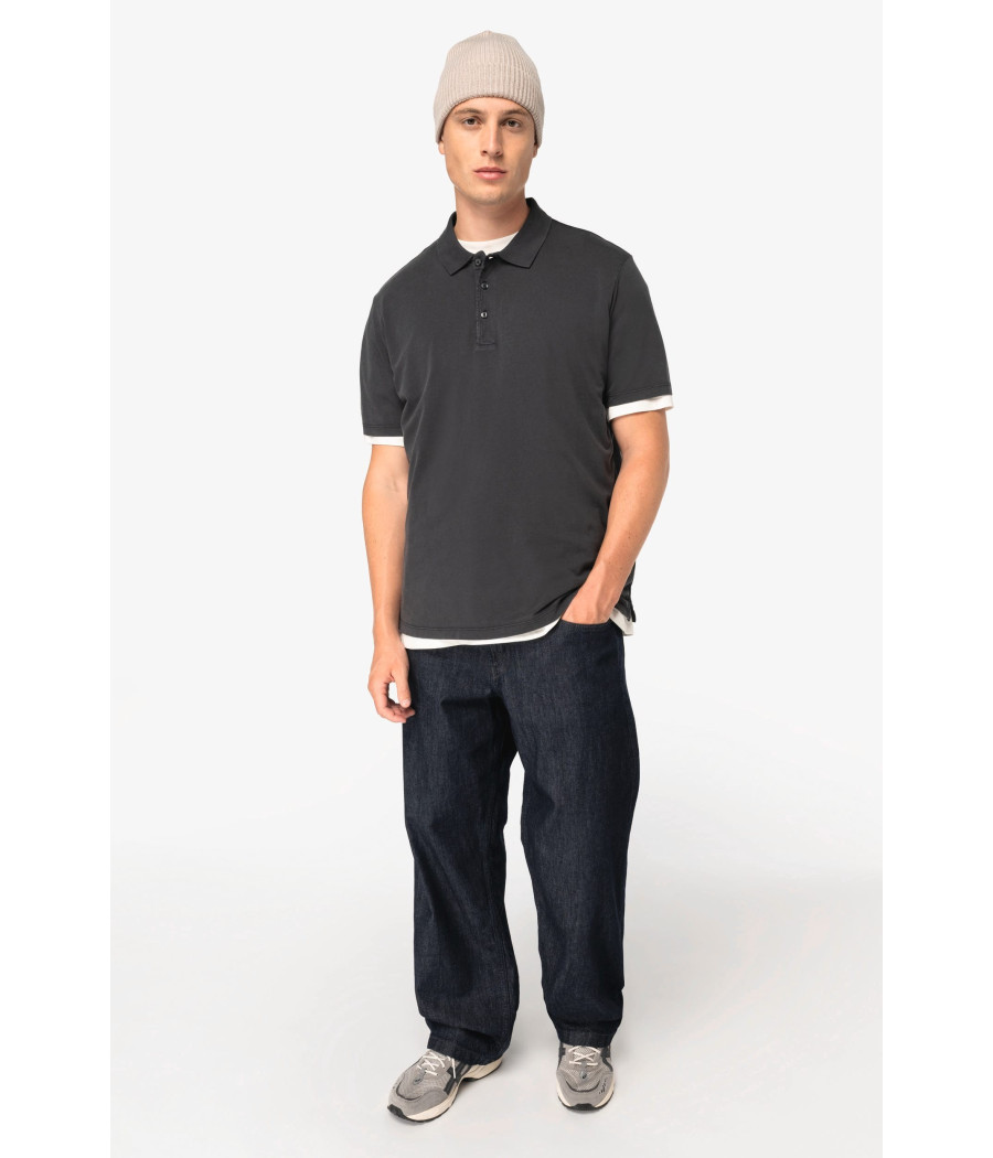 Polo écoresponsable délavé en jersey homme