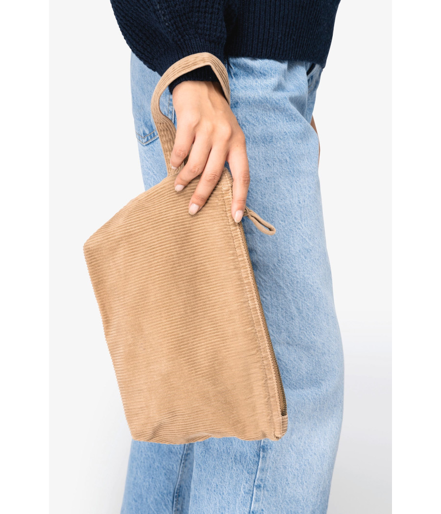 Pochette écoresponsable délavée en velours côtelé