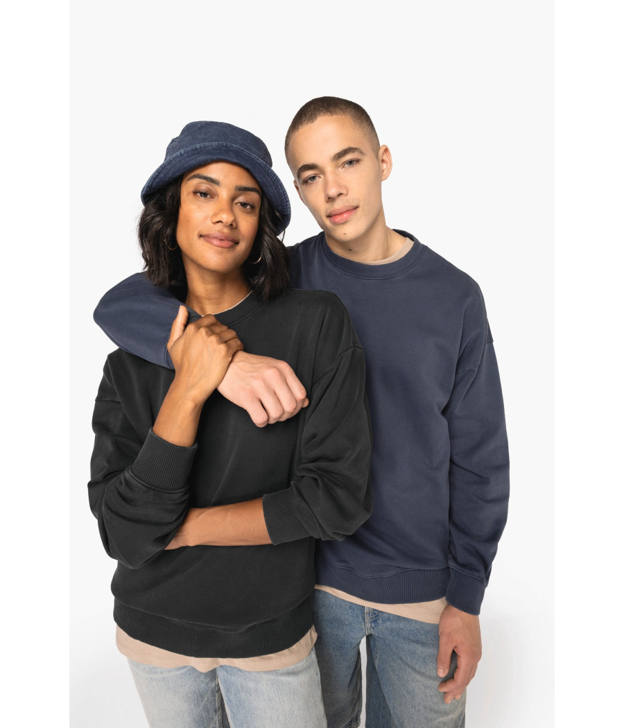 Sweat-shirt écoresponsable à col rond délavé oversize unisexe