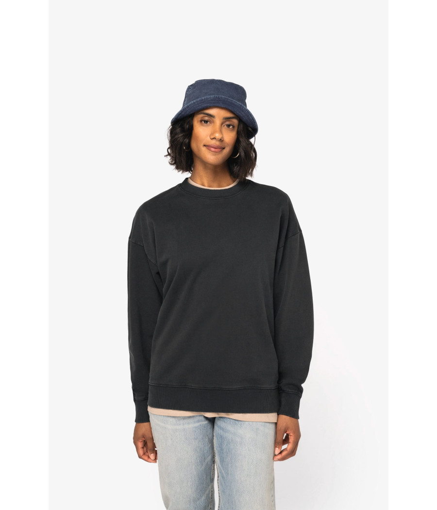 Sweat-shirt écoresponsable à col rond délavé oversize unisexe