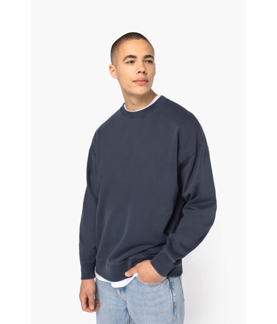 Sweat-shirt écoresponsable à col rond délavé oversize unisexe
